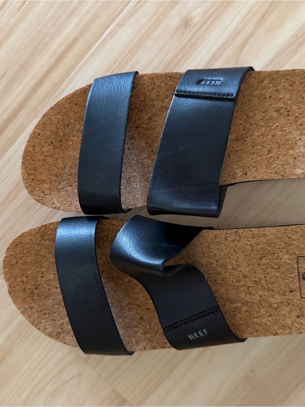 Reef Women’s Black Double-Strap Cork Footbed Slides